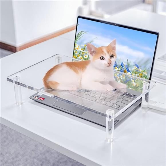 Acrylic Monitor Stand - 10mm Clear Platform - 14.5''(L) x 9''(W) x 3.4''(H) - Picture 4 of 7